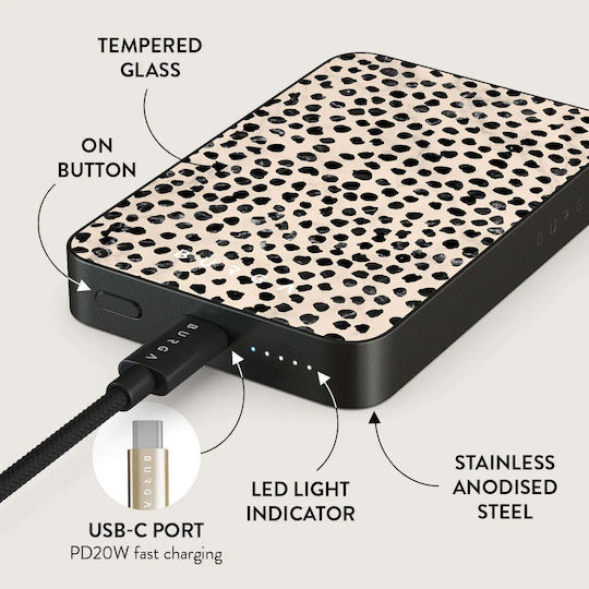 Burga MagSafe Power Bank 5000mAh 7.5W with USB-C Port Gunmetal - Almond Latte