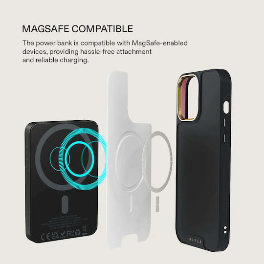 Burga MagSafe Power Bank 5000mAh 7.5W με Θύρα USB-C Gunmetal - Sorry Busy