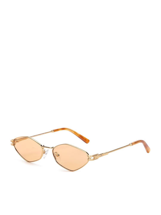 JohNocera Women's Sunglasses with Gold Metal Frame and Orange Polarized Lens JN-rumble-c04