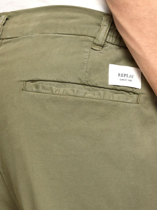 Adhann Παντελόνι Chino Ελαστικό σε Tapered Γραμμή Χακί