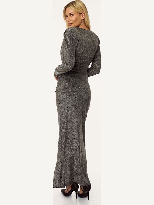 Rochie Maxi de Seară Argintie