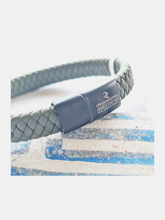 Chrysostomos Men's Leather Bracelet 17cm