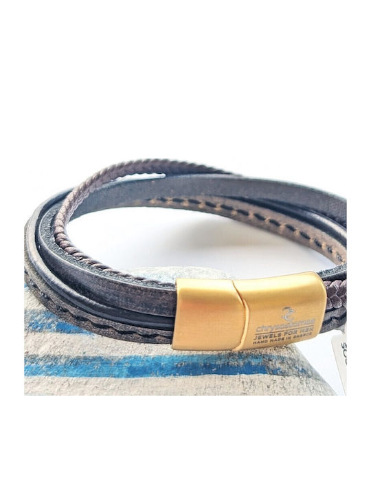 Chrysostomos Brățară Pentru Bărbați Din Piele 17cm