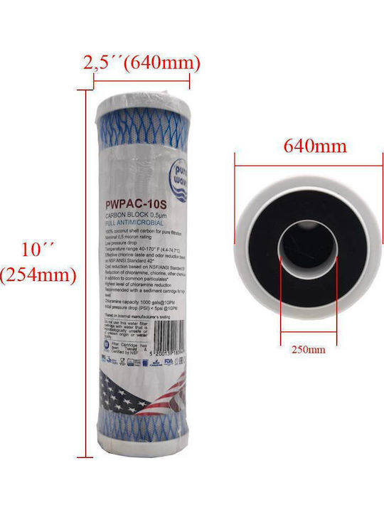 Water Filter Replacement for Faucet made of Activated Carbon 0.5 μm