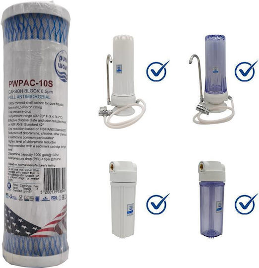 Water Filter Replacement for Faucet made of Activated Carbon 0.5 μm