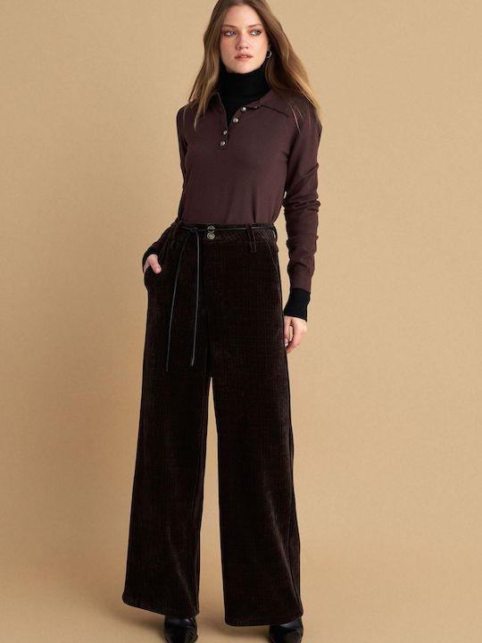 Dama Tesatura Pantaloni Brown