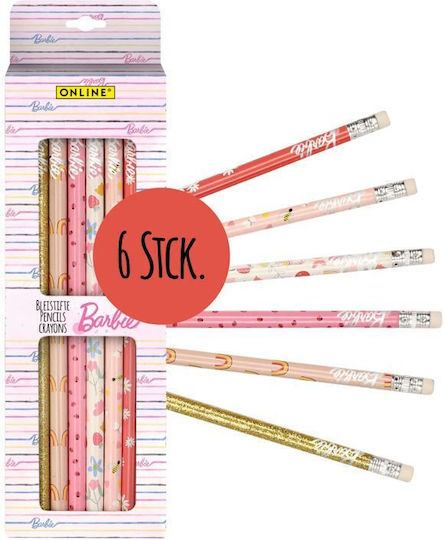 Creion Cu Gumă Barbie Set 6 Bucăți Asortate Design Online