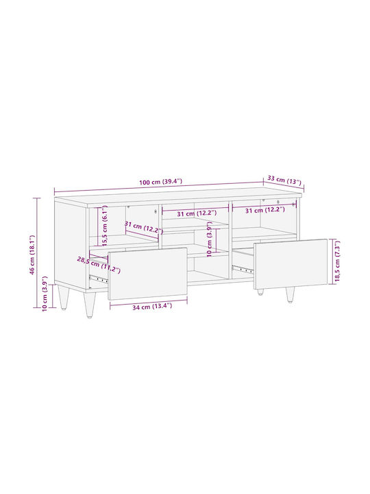 Sideboard made of Solid Wood with Drawers Colorful 100x33.5x46cm