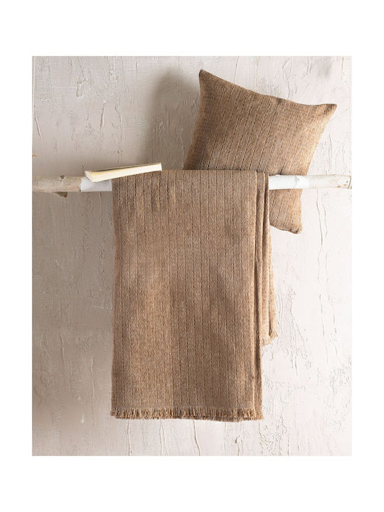 Rythmos Decorative Pillow Case Corvet made of 100% Cotton Brown 40x40cm