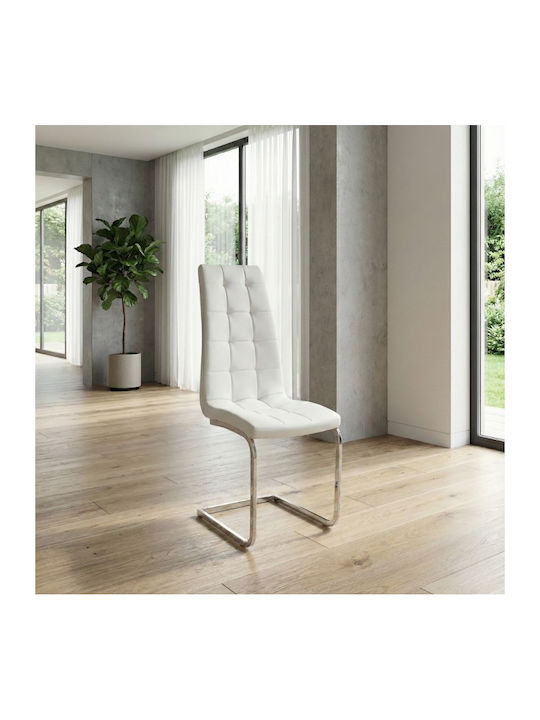 Vela Dining Room Artificial Leather Chair White 41x61x107cm