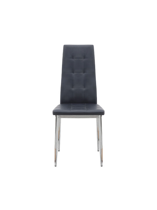 Rosa Dining Room Artificial Leather Chair Black Velvet-Black Metal 41x48x98cm