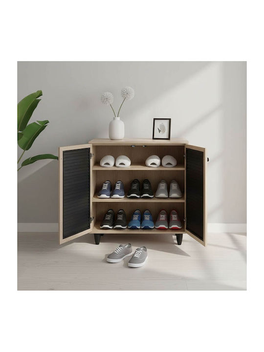 Ronan Wooden Shoe Organizer with 3 Shelves Beige 70.5x35x66cm
