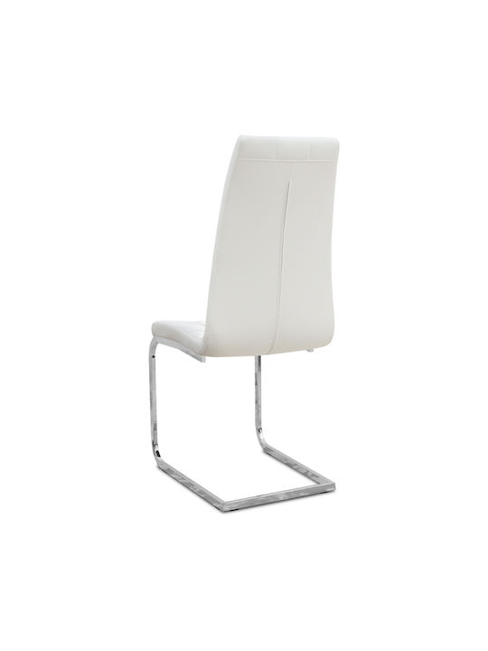Vela Dining Room Artificial Leather Chair White 41x61x107cm