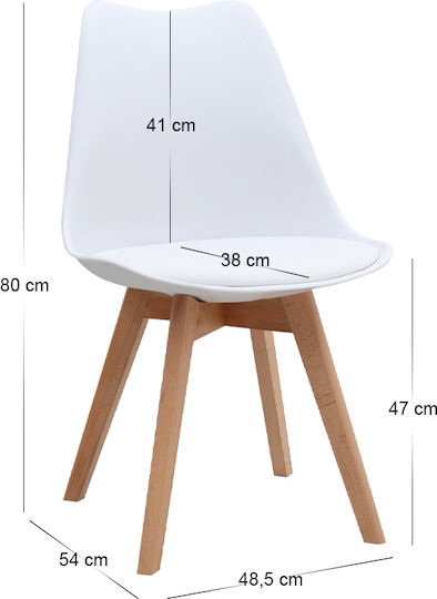 Viva Dining Room Polypropylene Chair White - Natural 48.5x54x80cm