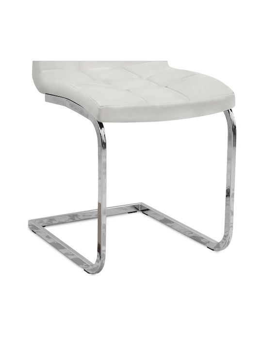 Vela Dining Room Artificial Leather Chair White 41x61x107cm