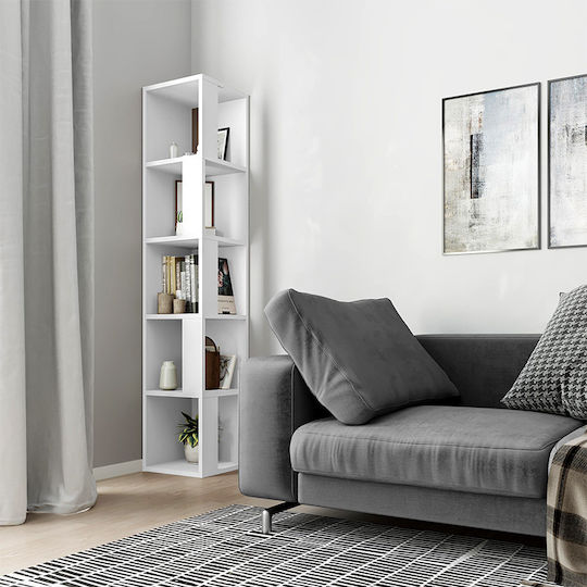 Corner Bookcase Piano White 31.4x31.4x158.9cm