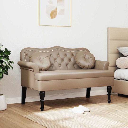 Two-Seater Couch Artificial Leather Cappuccino with Decorative Pillows 120.5x65x75 cm 42019283