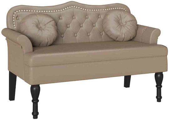 Two-Seater Couch Artificial Leather Cappuccino with Decorative Pillows 120.5x65x75 cm 42019283