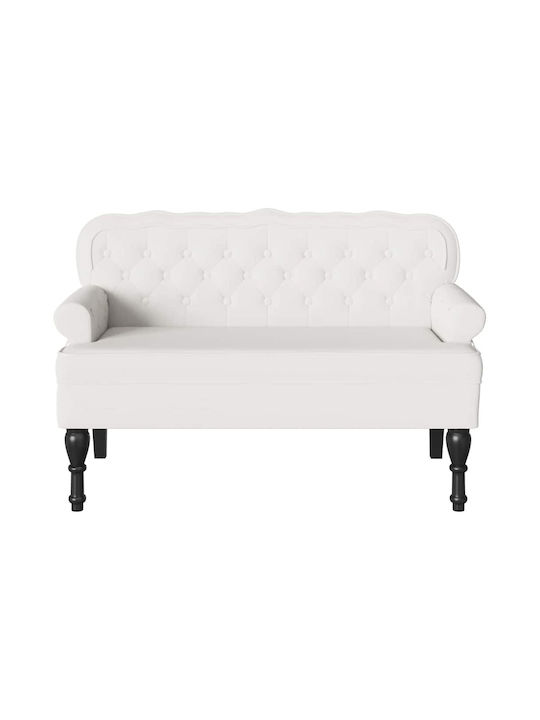 Chesterfield Doppelsitzer Sofa Künstliches Leder Weiß 119.5x64.5x75cm