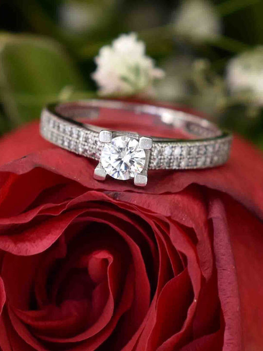 Goldjewels Μονόπετρο από Λευκόχρυσο 14K με Ζιργκόν