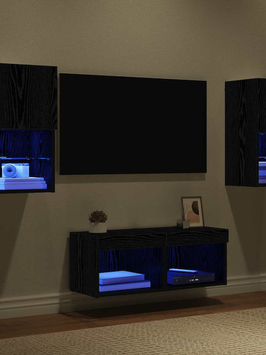 Wohnzimmer TV-Einheit Black Beech mit Beleuchtung L30.5xB30xH60cm