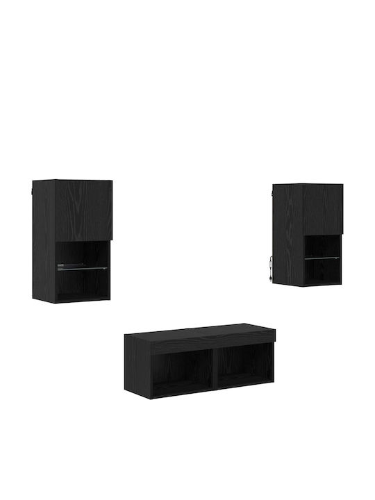 Wohnzimmer TV-Einheit Black Beech mit Beleuchtung L30.5xB30xH60cm