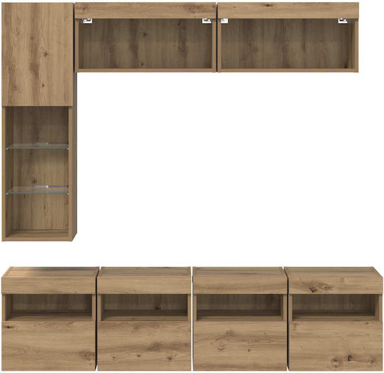 Living Room TV Unit with Lighting Artisan Oak L30.5xW30xH102cm