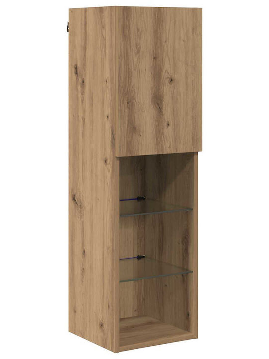 Living Room TV Unit with Lighting Artisan Oak L30.5xW30xH102cm