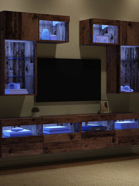 Wohnzimmer TV-Einheit Black Beech mit Beleuchtung L100xB30xH40cm