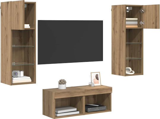 Living Room TV Unit with Lighting Black Beech L40xW30xH30cm