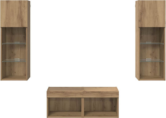 Living Room TV Unit with Lighting Black Beech L40xW30xH30cm