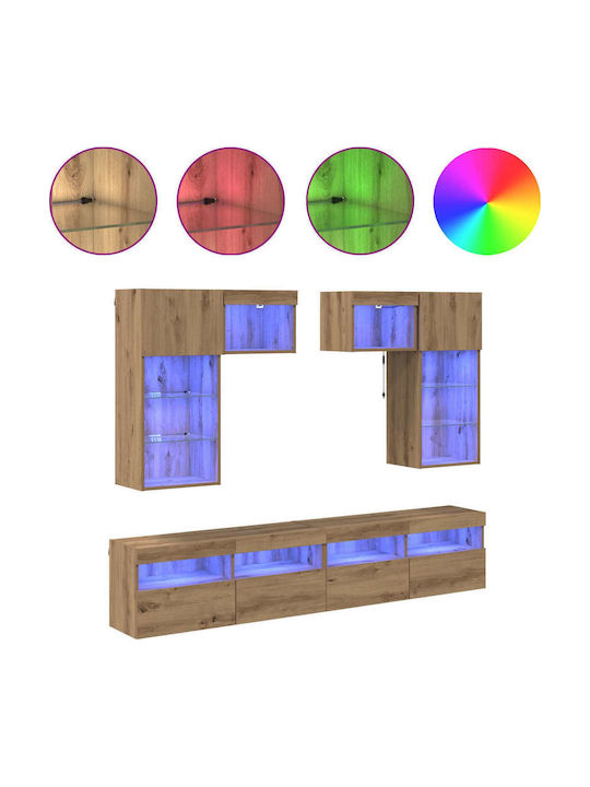 Wohnzimmer TV-Einheit Old Wood mit Beleuchtung L100xB30xH40cm