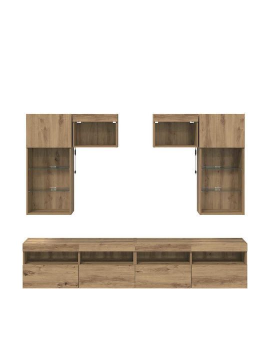 Wohnzimmer TV-Einheit Old Wood mit Beleuchtung L100xB30xH40cm