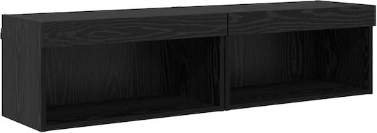 Living Room TV Unit with Showcase & Lighting Black Beech L30xW28.5xH30cm