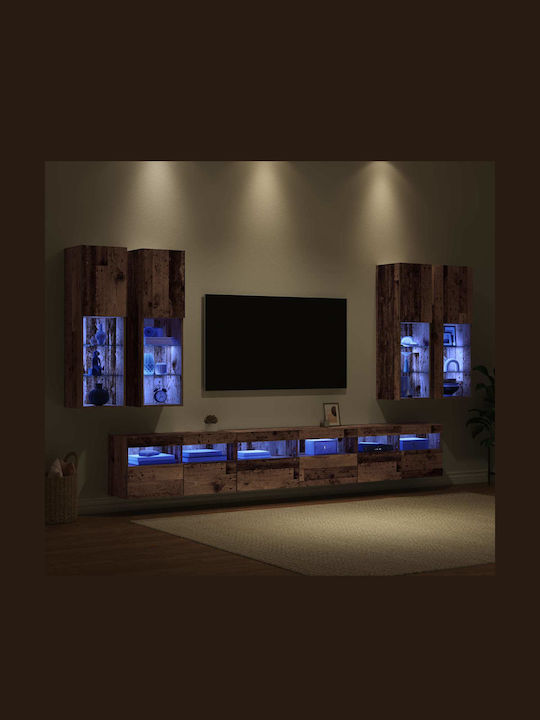 Living Room TV Unit with Lighting Old Wood L30.5xW30xH104cm