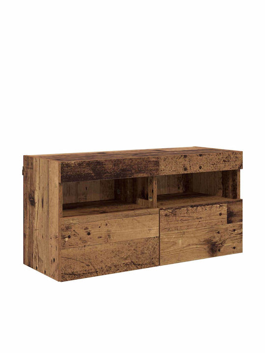 Living Room TV Unit with Lighting Old Wood L30.5xW30xH104cm