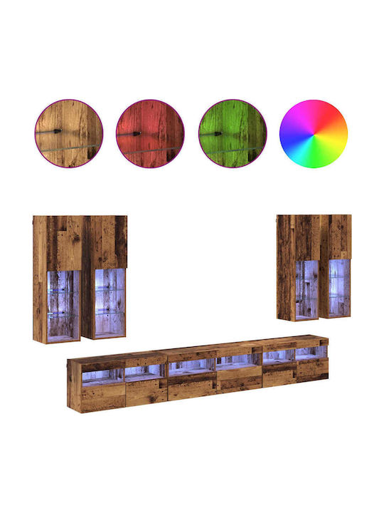 Living Room TV Unit with Lighting Old Wood L30.5xW30xH104cm