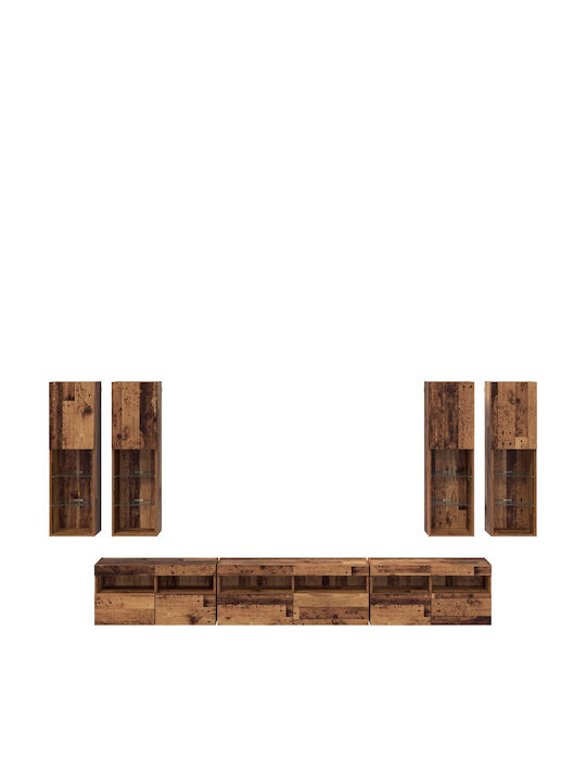 Living Room TV Unit with Lighting Old Wood L30.5xW30xH104cm