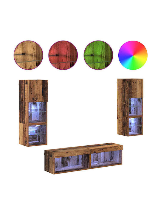 Wohnzimmer TV-Einheit Old Wood mit Vitrine & Beleuchtung L30xB28.5xH30cm