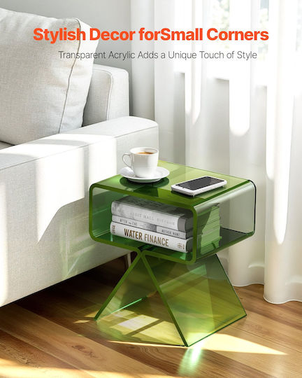 Square Side Table Glass Transparent Green L30xW39.1xH43cm.