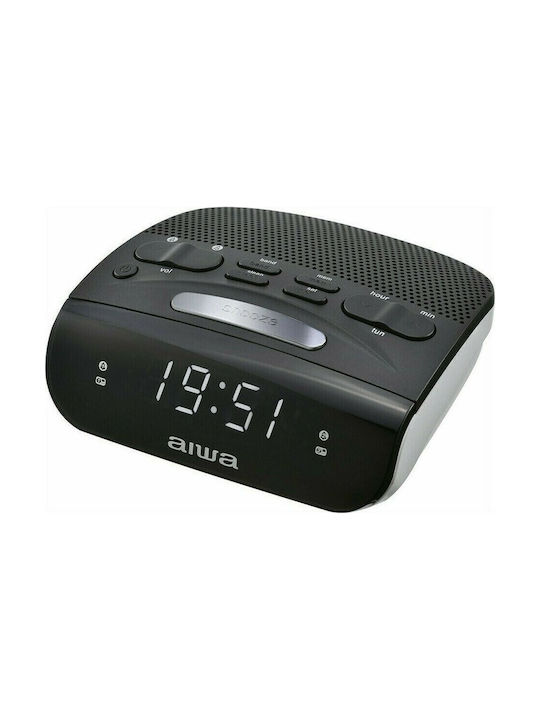Aiwa Aiwa Digital Tabletop Clock LED Plastic with Alarm Clock and Radio Black CR-09J
