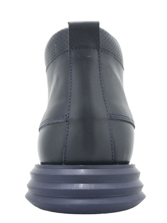 Leather Navy Blue Men's Boots