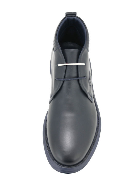 Leather Navy Blue Men's Boots