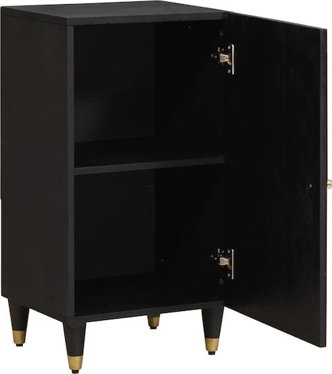 Metallic Chest of Drawers of Solid Wood Black Velvet-Black Metal 40x33x75cm