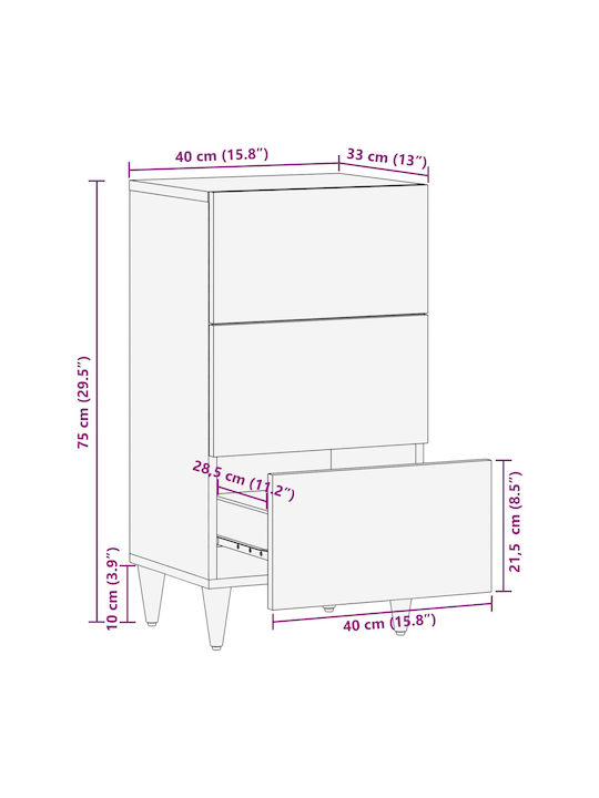Wooden Chest of Drawers Colorful 40x33.5x75cm