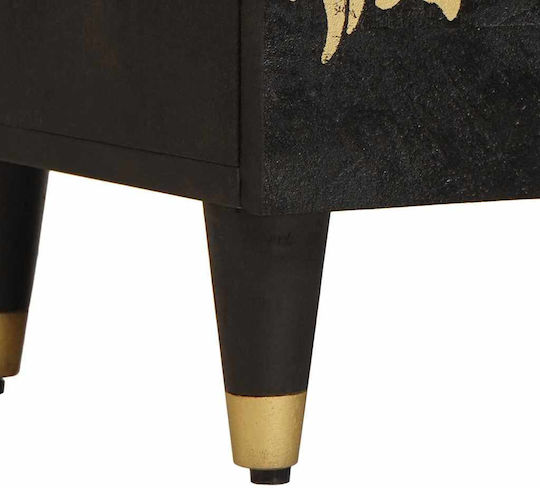 Chest of Drawers of Solid Wood Black Velvet-Black Metal 40x33x75cm