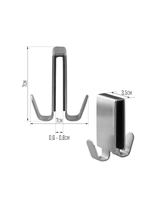 Fackelmann Double Wall-Mounted Bathroom Hook ​3.8x11.4cm Inox Silver