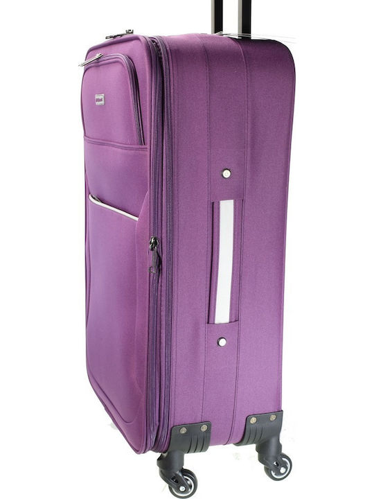 Diplomat Set The Travel Collection Fabric Purple Suitcases With 4 Wheels Set 3pcs