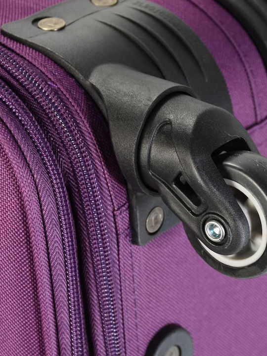 Diplomat Set The Travel Collection Fabric Purple Suitcases With 4 Wheels Set 3pcs