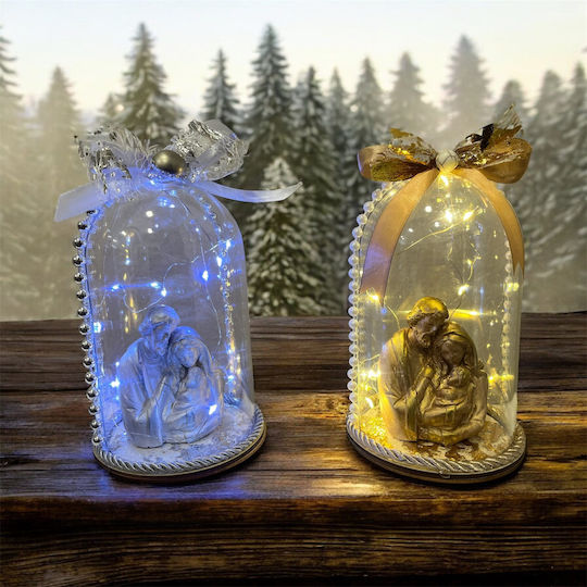 Figurină Iluminată Cu Pantaloni Evazați Sfânta Familie Fecioara Maria Iosif Pruncul Sfânt